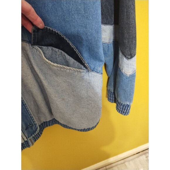 Wild Fable Heavyweight Colorblock Denim Bomber Jacket XL Retro 90s Winter - Picture 2 of 6